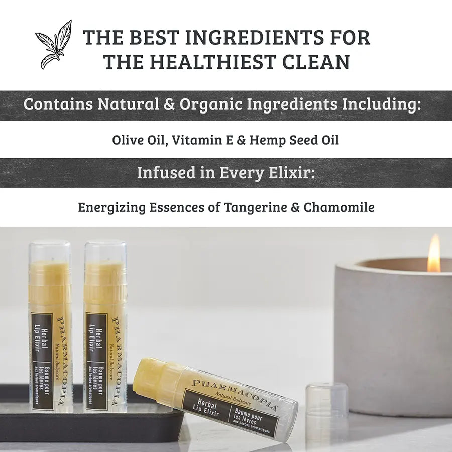 Pharmacopia Tangerine Lip Elixir with Olive Oil, Vitamin E and Hemp Seed Oil