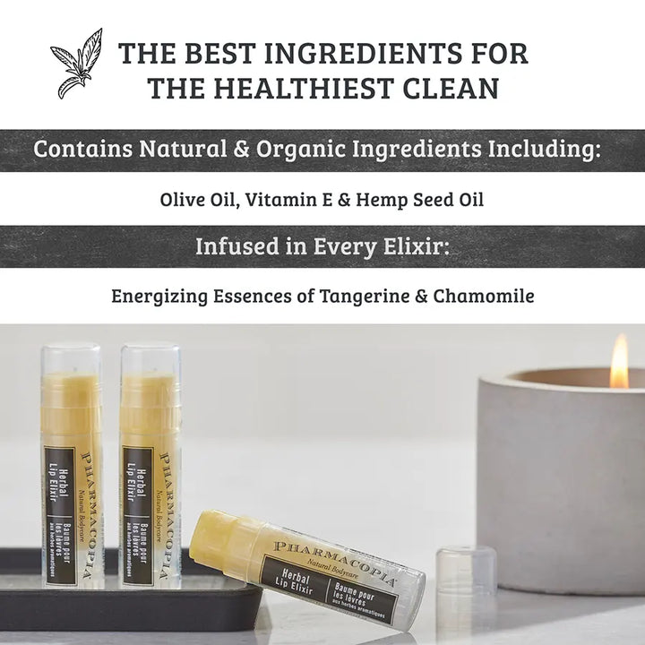 Pharmacopia Tangerine Lip Elixir with Olive Oil, Vitamin E and Hemp Seed Oil